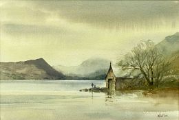 DAVID WESTON (1935-2011) watercolour - entitled verso 'Llyn Dinas, Gwynant Valley', signed lower