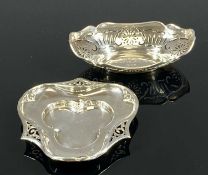 TWO SILVER BONBON DISHES, George VI oval with pierced sides, Ernest W. Haywood, Birmingham 1947, and