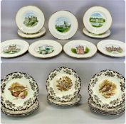 WEDGWOOD SET OF TEN PLATES with gilded borders, from series of watercolours of castles and country