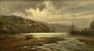 WILLIAM F. KING (British 19th century) oil on board - entitled verso 'The Old Harbour, Fishguard',
