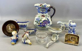 ASSORTED CERAMICS, including large Masons ironstone panelled toilet jug, 30cms (h), antique blue and