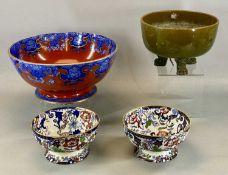 GROUP OF 19TH CENTURY BOWLS, pair of Amherst ironstone Japan pattern fruit bowls, 19.5cms (diam.),