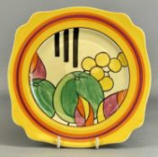 CLARICE CLIFF BIZARRE FANTASQUE APPLES SIDE PLATE, black backstamp, 20.5cms Provenance: private