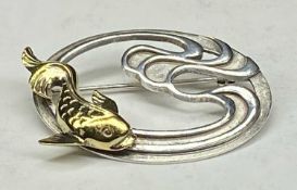 MAPPIN & WEBB SILVER & GOLD FISH BROOCH, naturalistic design, 45 x 30mms Provenance: private