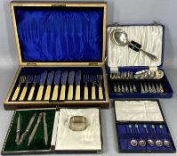 ASSORTED CASED CUTLERY, including set of six fish knives and forks, pair of nutcrackers, set of