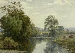 UNKNOWN EARLY 19TH CENTURY watercolour - entitled verso 'The River Mersey at Gatley 1901', unsigned,