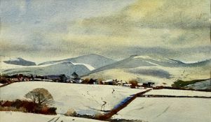 ROB PIERCY (b. 1946) watercolour - mountainous winter landscape, signed lower right, 31 x 53cms