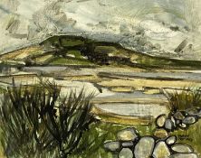 GWILYM PRICHARD (1931-2015) oil on canvas - landscape with estuary, signed lower right, 38 x 48cms