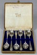 CASED SET OF SIX GEORGE V SILVER TEASPOONS, John Round & Sons Ltd, Sheffield 1917, 3ozt