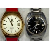 TISSOT SEA STAR QUARTZ GENT'S WRISTWATCH with gold plated case, on later red leather strap, and