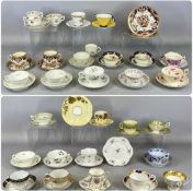 ASSORTED CABINET CUPS & SAUCERS, 19th century and later, including two Art Deco Shelley examples