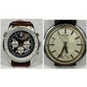 TWO ROTARY GENT'S WRISTWATCHES, automatic 21 jewel stainless-steel case, on black leather strap, and