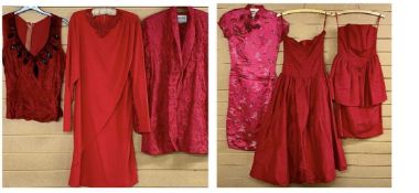 VINTAGE LADIES' FASHION, including evening wear, predominantly red, makes including Berketex,