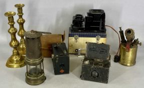 ASSORTED VINTAGE COLLECTABLES, Thomas & Williams, Aberdare steel and brass miner’s lamp, Roman Slide