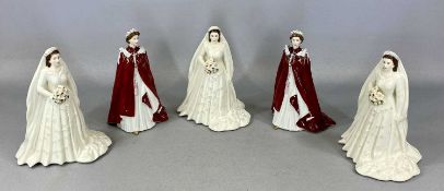 FIVE ROYAL WORCESTER FIGURES, three Queen Elizabeth II 'Diamond Wedding Anniversary 1947-2007'