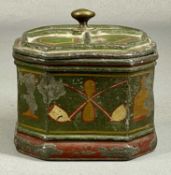 VICTORIAN OCTAGONAL LEAD TOBACCO JAR, octagonal form, painted decoration all around
