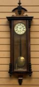 GERMAN WALNUT & EBONISED VIENNA WALL CLOCK, single weight, 124cms (h)
