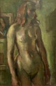 EMMANUEL LEVY (British 1900-1986) oil on board - green nude