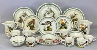 PORTMEIRION 'BIRDS OF BRITAIN' TABLEWARE by E. Donovan, 18 pieces with a Portmeirion oval floral