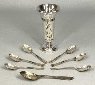 SILVER ELIZABETH II TRUMPET FORM POSY VASE, with weighted base, Joseph Gloster Ltd, 1966, 13cms (h)