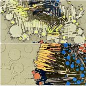 ADAM O'BERN two colour prints/collages - Ecuador Part 1', 70 x 50cms and 'Ecuador Part 2'