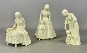 THREE ROYAL WORCESTER CREAMWARE FIGURES, 'Present from Santa', 'Mother's Love', and 'First Steps'