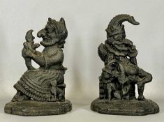 PAIR OF VICTORIAN CAST IRON PUNCH & JUDY DOORSTOPS, 32cms (h)