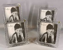FOUR WATERFORD LEAD CRYSTAL 'LISMORE' PHOTOGRAPH FRAMES, 33.5 x 29cms, boxed