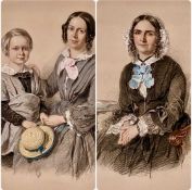 SIR JOHN GILBERT (1817-1897) two highlighted pencil portraits - three-quarter length seated lady