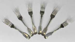 VICTORIAN SET OF SIX SILVER TABLE FORKS, Reid & Sons (David Reid I), Newcastle 1856, 7ozt