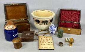 ASSORTED COLLECTABLES, including horn beaker with silver rim in leather travel case