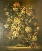 19TH CENTURY DUTCH SCHOOL large oil on canvas - still life of flowers in a vase