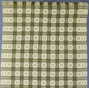 TRADITIONAL WELSH WOOLEN BLANKET, double sided with green, cream, grey, and black geometric pattern