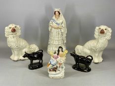 19TH CENTURY STAFFORDSHIRE POTTERY, including Queen Victoria figure 'Queen of England