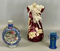 ASSORTED CERAMICS including Chinese Famille Rose moon flask, 26cms (h), C.H. Brannan Art Nouveau