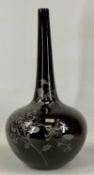 ROYAL DOULTON 'DESIRE' BLACK GLAZED BOTTLE VASE, decorated with floral motifs, 50cms (h)