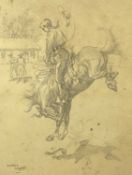 ERNEST SMYTHE (1874-1950) pencil - cowboy on bucking horse