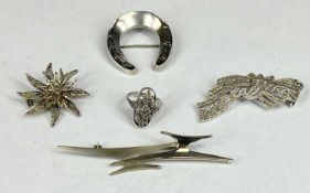 SILVER / WHITE METAL JEWELLERY comprising polished and brushed silver abstract sculptural pendant