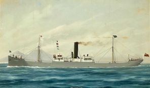 19TH CENTURY MARINE SCHOOL gouache on paper/card - 'S.S. Coquet'