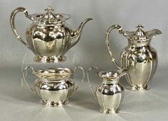 EDWARD VII SILVER FOUR-PIECE TEA SERVICE, oval form, monogrammed 'M', Atkin Brothers, Sheffield