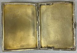 GEORGE VI RECTANGULAR SILVER CIGARETTE CASE, with engine turned decoration, monogrammed