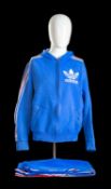 JEAN-PIERRE RIVES | FRANCE TRAINING SUIT | c.1975-1979 Blue Adidas hooded two-piece training suit
