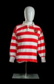BARRY LEGH | CANADA | 1973 The jersey match-worn by full-back Barry Legh in red and white hoops