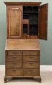 GOOD OAK & MAHOGANY BUREAU BOOKCASE, drop-down front, fitted interior
