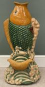 CHINESE SANCAI GLAZE CERAMIC LEAPING KOI UMBRELLA STAND 85cms (h)