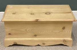 STRIPPED PINE BLANKET BOX, 42 (h) x 90 (w) x 46cms (d)