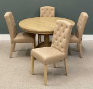 MODERN LIGHT OAK EFFECT CIRCULAR DINING TABLE, labelled 'Neptune', 75 (h) x 120cms (diam.)