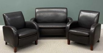 MODERN LEATHER EFFECT COMPACT THREE-PIECE SUITE, comprising small two-seater sofa
