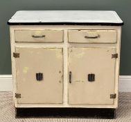 VINTAGE ENAMELLED TOP KITCHEN CUPBOARD, 85 (h) x 91 (w) x 46cms (d)