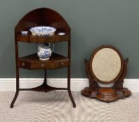 ANTIQUE TOILET MIRROR & VICTORIAN CORNER WASHSTAND, 108 (h) x 60 (w) x 40cms (d)